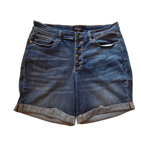Judy Blue Button Fly Denim Shorts sz 2XL Jean Rolled Cuff Stretch - Picture 1 of 9